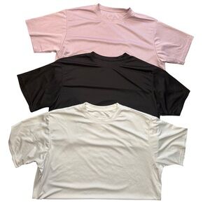 3 Pack Men’s Athletic T-Shirts Neutral Colors Black Gray Pink Crew Neck 2XL